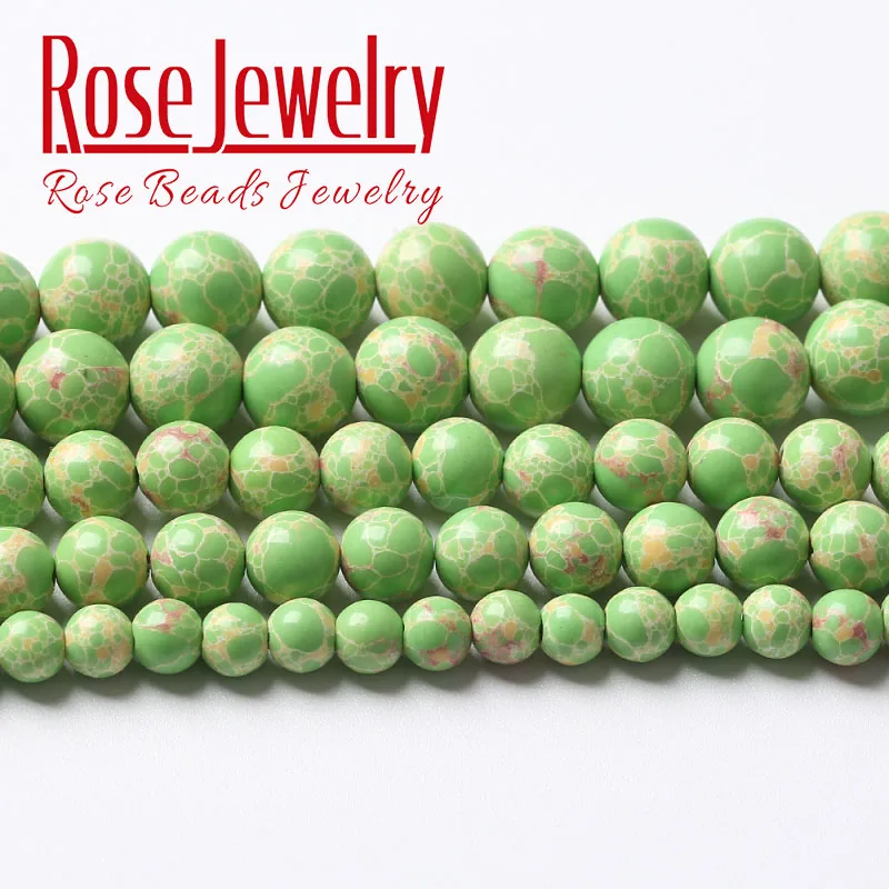 

Green Sea Sediment Jaspers Beads Natural Stone Round Loose Spacers Beads For Jewelry Making DIY Charm Bracelet 4 6 8 10 12MM 15"