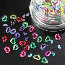 1 piezas de Color mezclado con forma de corazón hueco con diamantes de imitación de uñas pequeñas cuentas irregulares decoración de uñas de manicura en accesorios de rueda(China)