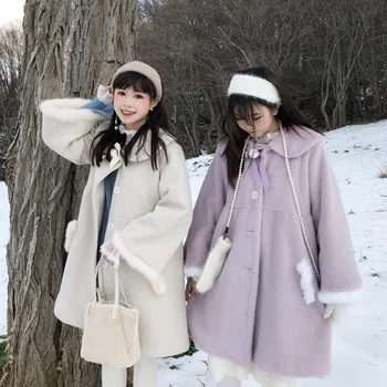 Sweet Women Girls Doll Collar Plush Coat Winter Warm Purple Coat Gentlewoman Outwear 2020 Lolita Coat Female Milky White Coat 
Sweet Women Girls Doll Collar Plush Coat Winter Warm Purple Coat Gentlewoman Outwear 2020 Lolita Coat Female Milky White Coat
