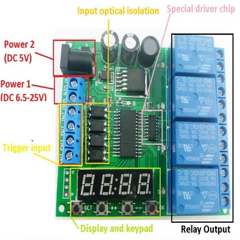 CE007 DC 12V 4 Channel Multifunction Cycle Delay Timer Relay Module for Timing Loop Interlock Self-locking
CE007 DC 12V 4 Channel Multifunction Cycle Delay Timer Relay Module for Timing Loop Interlock Self-locking