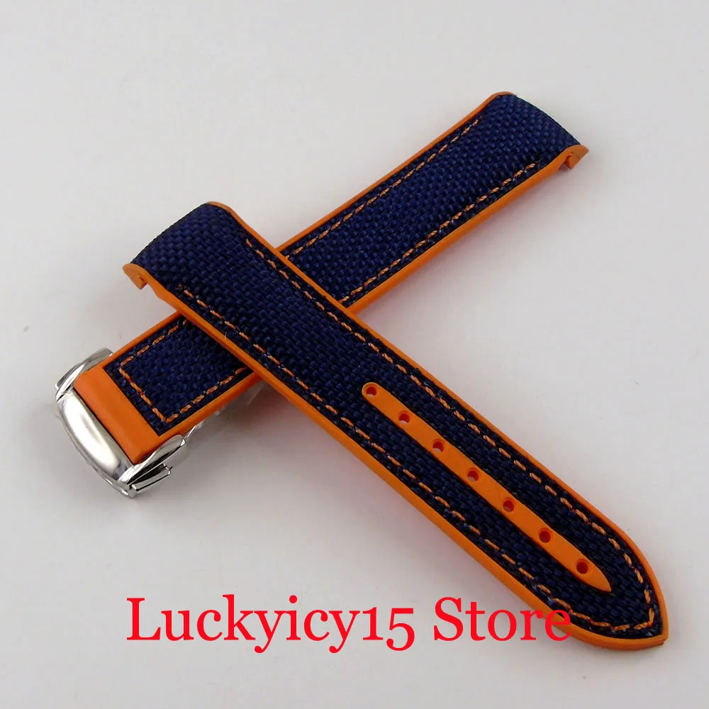 BLIGER Blue Orange/Black Rubber Band 20mm Windth Watch Strap with Steel Folding Clasp
BLIGER Blue Orange/Black Rubber Band 20mm Windth Watch Strap with Steel Folding Clasp