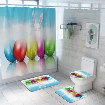 Happy rabbit Print Shower Curtain 4 Piece Carpet Cover Toilet Cover Bath Mat Pad Set Bathroom Curtain 12 Hooks
Happy rabbit Print Shower Curtain 4 Piece Carpet Cover Toilet Cover Bath Mat Pad Set Bathroom Curtain 12 Hooks