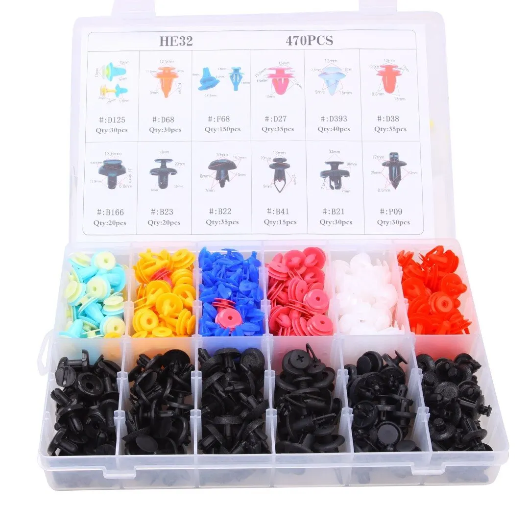 470pcs Car Body Push Pin Fender Bumper Fasteners Rivet Kit with Screwdriver Install Removal Tool For BMW for Toyota for Honda
470pcs Car Body Push Pin Fender Bumper Fasteners Rivet Kit with Screwdriver Install Removal Tool For BMW for Toyota for Honda