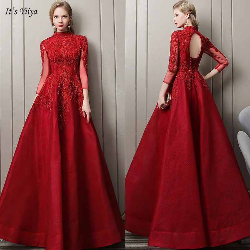 It's Yiiya Evening Dress High Neck Plus Size Cut-out Robe De Soiree Appliques Three Quarter Ball Gown Women Party Dresses V134
It's Yiiya Evening Dress High Neck Plus Size Cut-out Robe De Soiree Appliques Three Quarter Ball Gown Women Party Dresses V134