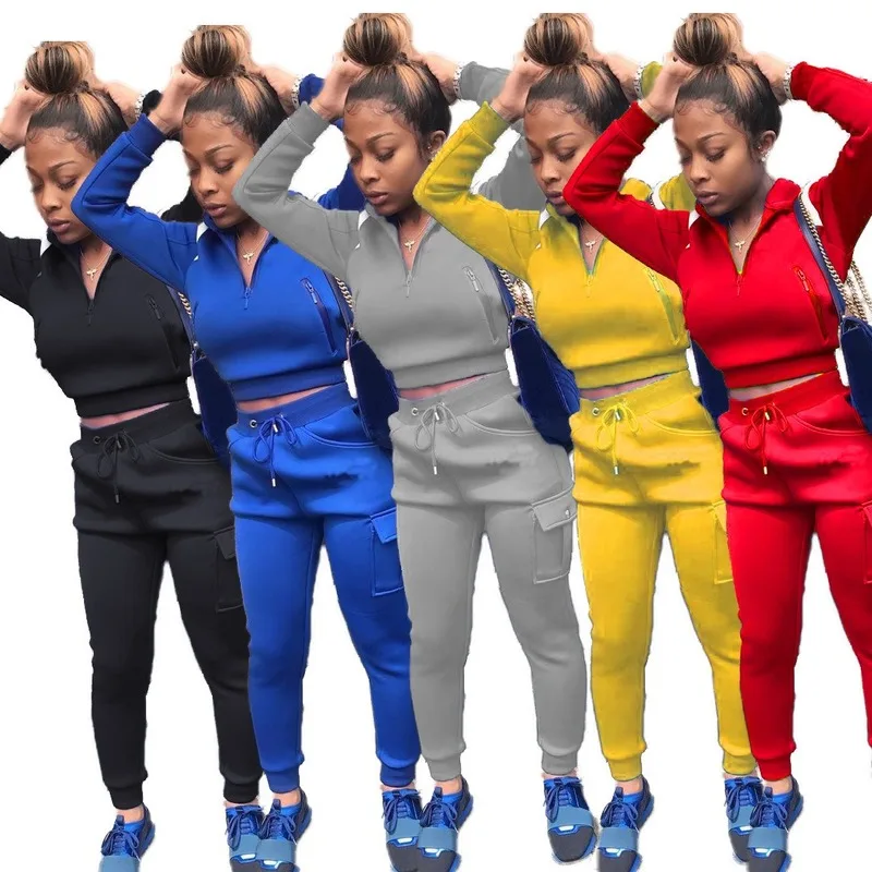 Women Elegant Solid Color Two Piece Sets 2020 Autumn Long Sleeve Zipper Tops and Long Pants Suits Ladies New Casual Overalls Set
Women Elegant Solid Color Two Piece Sets 2020 Autumn Long Sleeve Zipper Tops and Long Pants Suits Ladies New Casual Overalls Set
