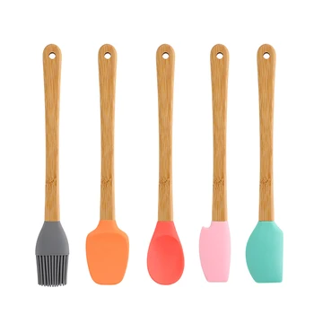 5 Pcs Mini Spatula Spoon Brush Sets, Non-stick Silicone Cookware with Wooden Handle, Colorful Baking Kitchen Spatula BBQ Tools
5 Pcs Mini Spatula Spoon Brush Sets, Non-stick Silicone Cookware with Wooden Handle, Colorful Baking Kitchen Spatula BBQ Tools