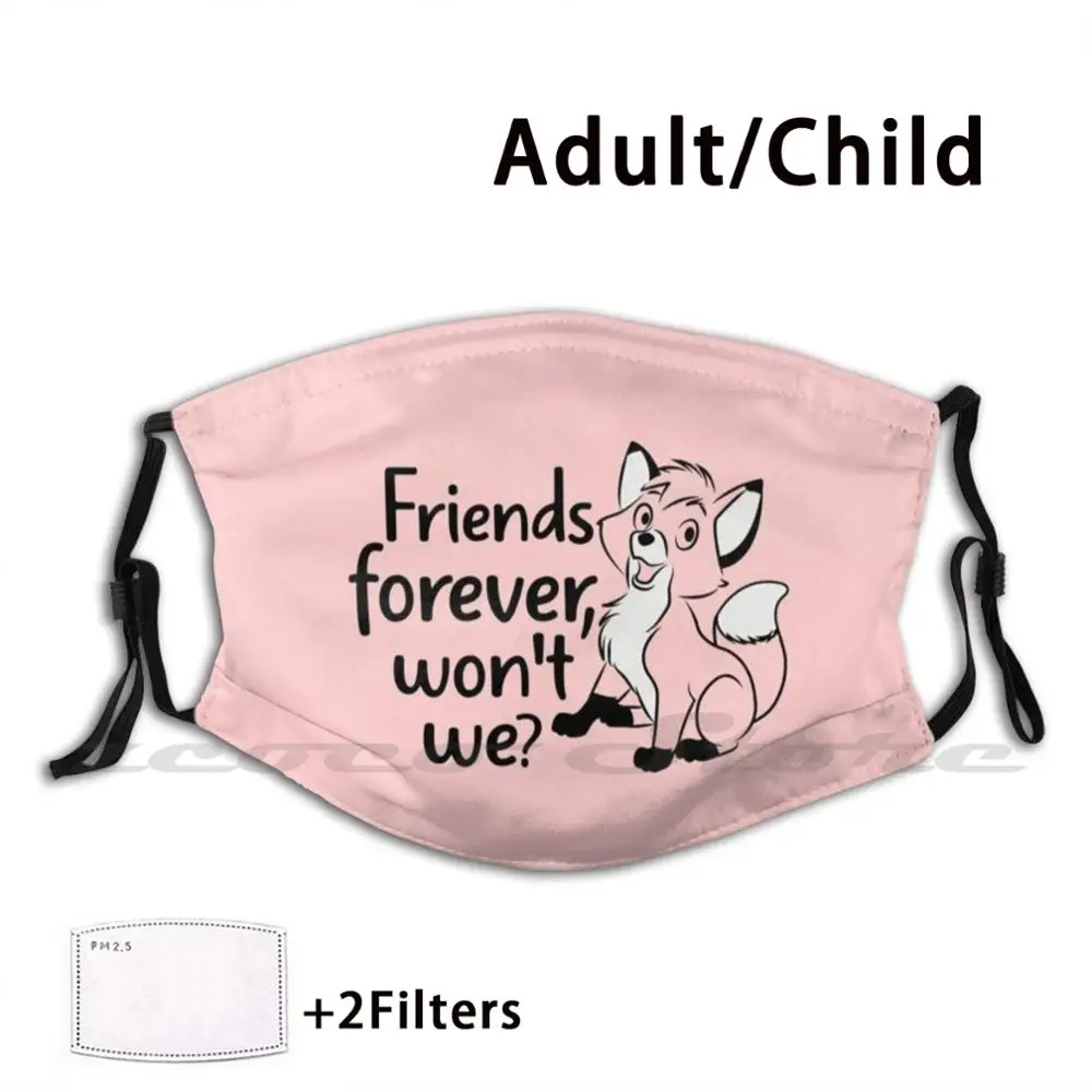 

Friends Forever Won't We Washable Trending Customized Pm2.5 Filter Mask Fox And The Hound Dog Lover Copper Patterns Quarantine