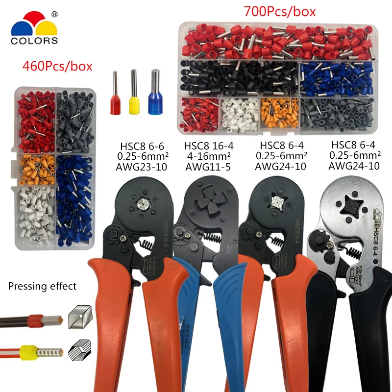 Crimping Pliers Hand Tools Electrical Equipment Tubular Terminal Suit HSC8 Tool, Used To 0.25-10mm2 23-7awg 6-4/6-6 0.25-6mm2
Crimping Pliers Hand Tools Electrical Equipment Tubular Terminal Suit HSC8 Tool, Used To 0.25-10mm2 23-7awg 6-4/6-6 0.25-6mm2