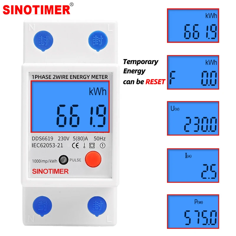 Din Rail LCD Digital Backlight Single Phase Energy Meter kWh Power Consumption Meter Wattmeter Electronic AC 220V 80A Reset Zero
Din Rail LCD Digital Backlight Single Phase Energy Meter kWh Power Consumption Meter Wattmeter Electronic AC 220V 80A Reset Zero