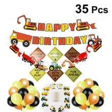 Juego de globos para fiesta de cumpleaños de 35 piezas, juego decorativo para fiesta temática de camión de construcción, excavadora para niños, 30X10 cm(China)