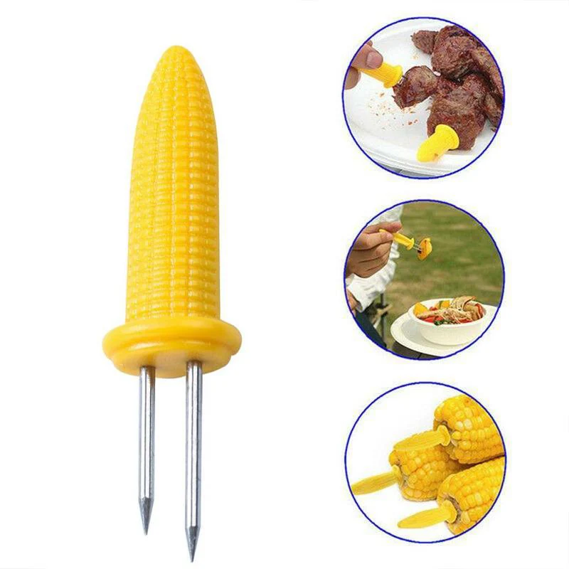 10pcs/lot Skewers Useful Stainless Steel Meat Forks High Temperature Resistance Barbecue Corn Twin Needle Safe Fork Tools | Дом и сад
