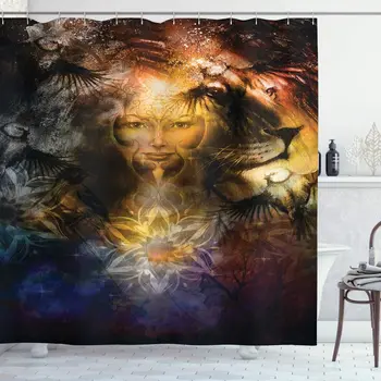 Woman Portrait Lion and Flower Pattern Phoenix Bird Motif Abstract Illustration Bathroom Decor
Woman Portrait Lion and Flower Pattern Phoenix Bird Motif Abstract Illustration Bathroom Decor