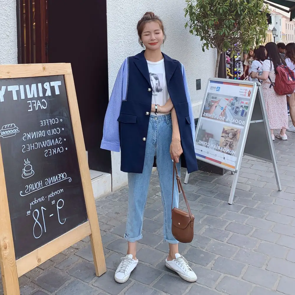 Photo Shoot Pattern Joint Contrast Color Mock Two-Piece Small Suit 2020 Spring New Style WOMEN'S Dress Retro Laziness-Style Crop
Photo Shoot Pattern Joint Contrast Color Mock Two-Piece Small Suit 2020 Spring New Style WOMEN'S Dress Retro Laziness-Style Crop