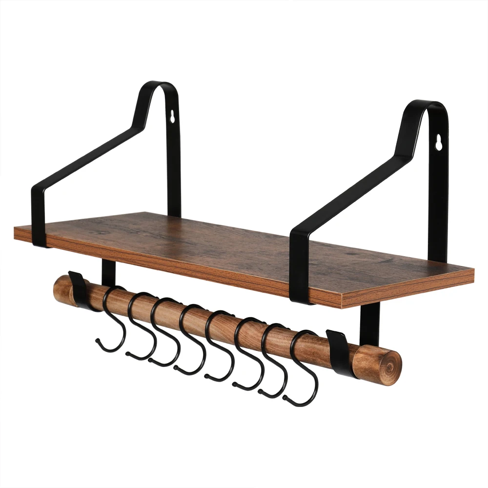 Floating Wall Shelf Rustic Wood Kitchen Spice Rack Vintage with Towel Bar & 8 Removable Hooks for Organize Cooking Utensils Mugs
Floating Wall Shelf Rustic Wood Kitchen Spice Rack Vintage with Towel Bar & 8 Removable Hooks for Organize Cooking Utensils Mugs