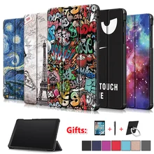 Impresso da tampa do caso para Samsung Galaxy Tab 8.0 SM T290 T295 T297 2019 guia um 8 protetora da pele PU caso de couro + presente(China)