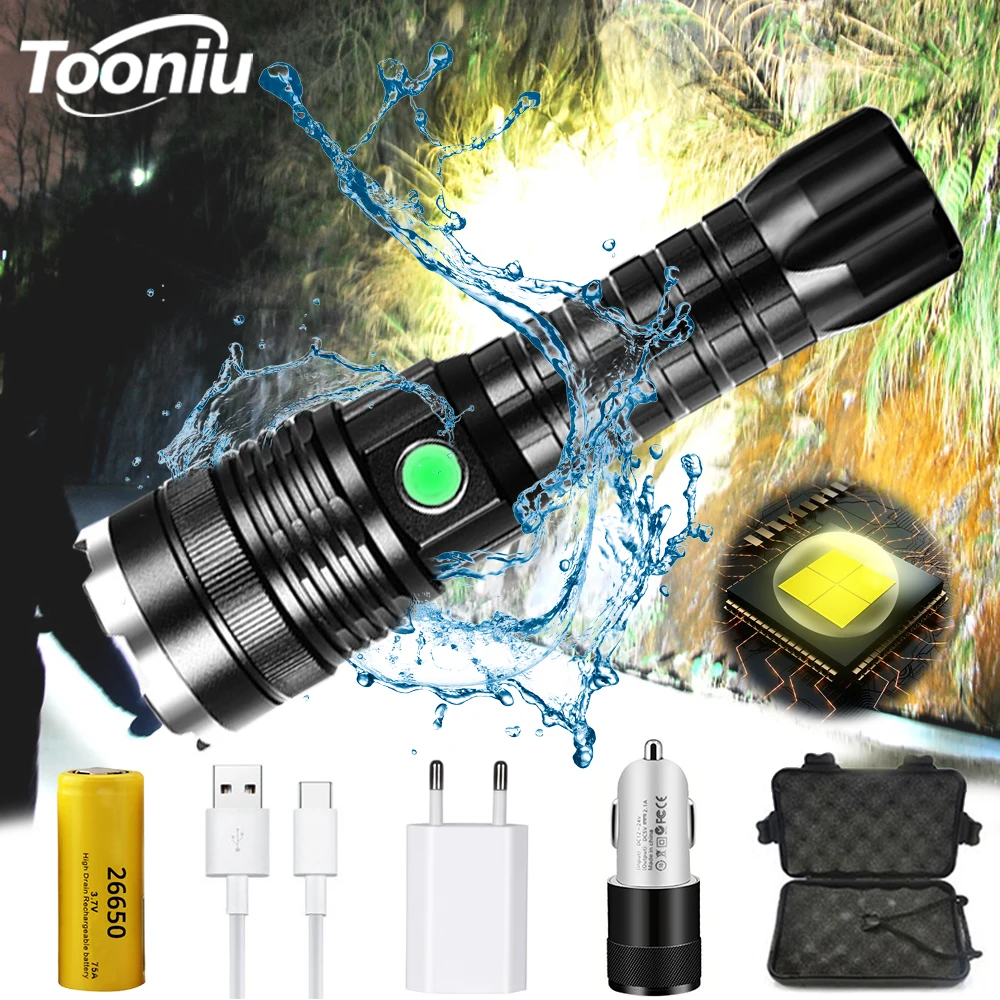 Powerful XHP50 LED Flashlight USB Charging Waterproof Zoom 4 Modes Tactical Torch Using 26650 Battery for Outdoor Lighting
Powerful XHP50 LED Flashlight USB Charging Waterproof Zoom 4 Modes Tactical Torch Using 26650 Battery for Outdoor Lighting