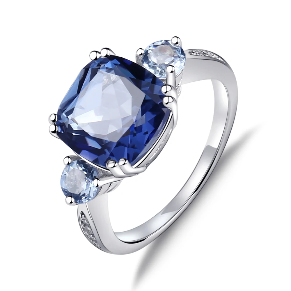 

Gem's Ballet 5.22Ct Natural Iolite Blue Mystic Quartz Sky Blue Topaz Gemstone Ring For Women 925 Sterling Silver Fine Jewelry
