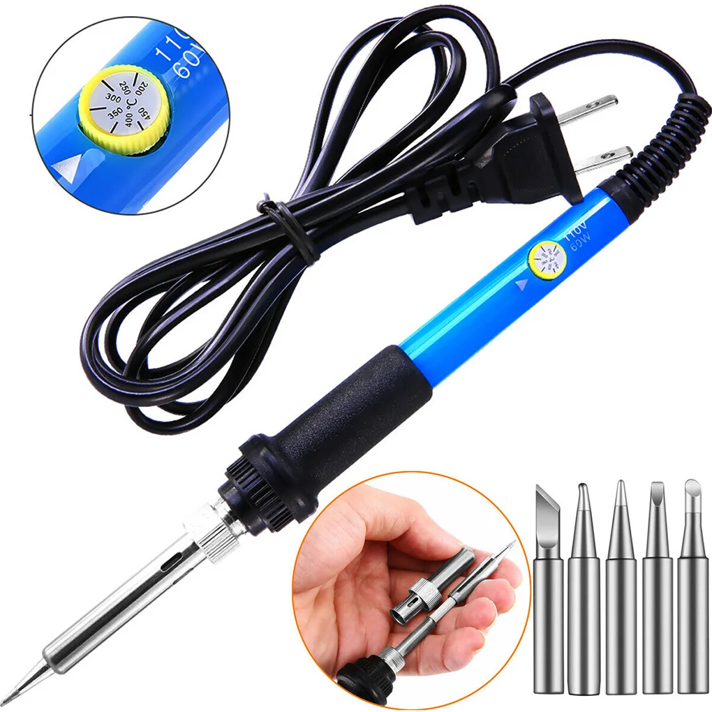 60W 110V Soldering Iron Kit Constant Temperature Electric Soldering Iron Tip Adjustable Welding Gun Repair Tools Set US Plug
60W 110V Soldering Iron Kit Constant Temperature Electric Soldering Iron Tip Adjustable Welding Gun Repair Tools Set US Plug