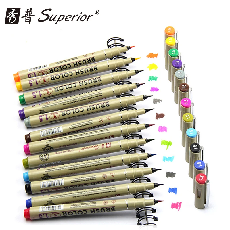 Superior Marker 12 color 1.5mm Marker pens Drawing Artist Soft Brush Pen Sketch Marker Watercolor Design Paints Art Supplies
Superior Marker 12 color 1.5mm Marker pens Drawing Artist Soft Brush Pen Sketch Marker Watercolor Design Paints Art Supplies