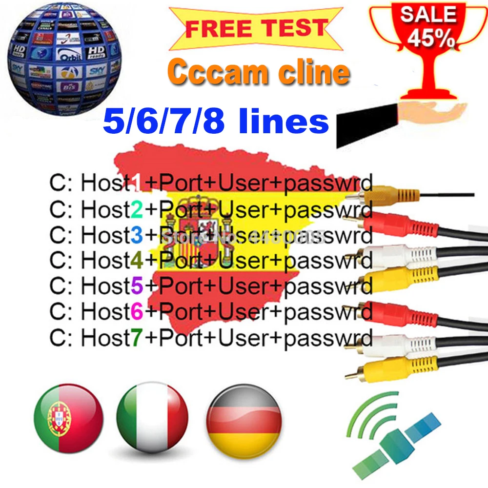 TV Receiver CCCAM OSCAM HD DVB-S2 Spain lines for 2 Year Europe support TV Receiver GTmedia V8 Nova V7S V9 Freesat V7 free tes
TV Receiver CCCAM OSCAM HD DVB-S2 Spain lines for 2 Year Europe support TV Receiver GTmedia V8 Nova V7S V9 Freesat V7 free tes