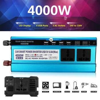 4000W Car Power Inverter LED Solar Power Inverter 12V/24V DC to 220V AC Modified Sine Wave Inverter Charger Converter Adapter
4000W Car Power Inverter LED Solar Power Inverter 12V/24V DC to 220V AC Modified Sine Wave Inverter Charger Converter Adapter