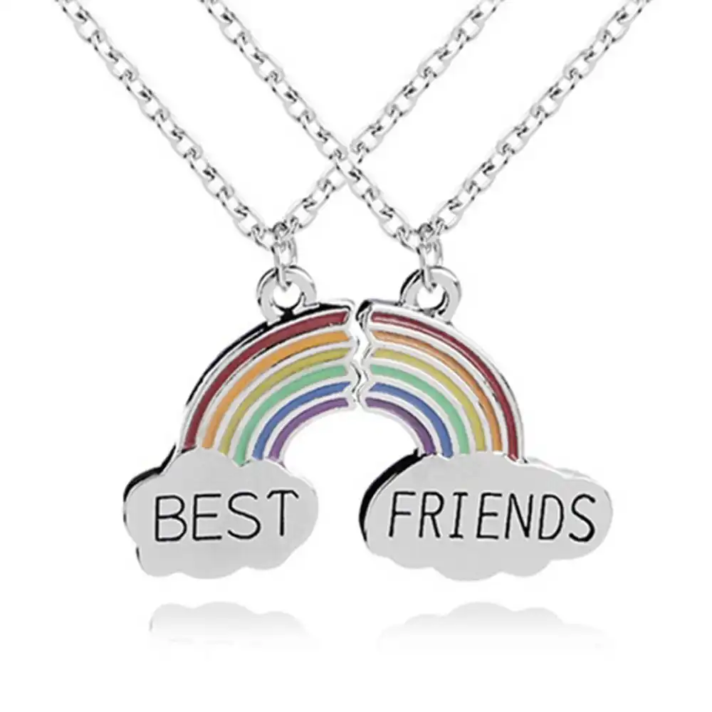 broken heart necklace for women silver chain bff friendship