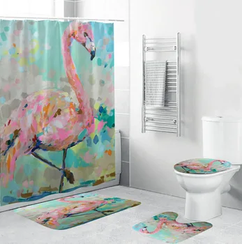 Flamingo Printed Cartoon Curtain Set with Rug Waterproof Polyester Toilet Carpet Sets Bathroom Shower Curtains Home Decoration
Flamingo Printed Cartoon Curtain Set with Rug Waterproof Polyester Toilet Carpet Sets Bathroom Shower Curtains Home Decoration