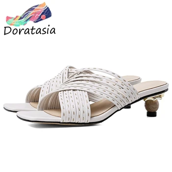 DORATASIA Lady Genuine Leather Summer Slip On Pumps Open Toe Casual Thin Heel Pumps Women Solid Square Toe Shoes Woman 
DORATASIA Lady Genuine Leather Summer Slip On Pumps Open Toe Casual Thin Heel Pumps Women Solid Square Toe Shoes Woman