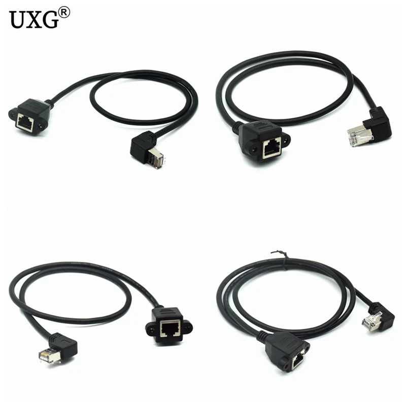 Left UP Down Right Angled 90 Degree 8P8C FTP STP UTP Cat5 6 RJ45 with screw Lan Ethernet Network Extension Cable 1ft 60CM 100CM |