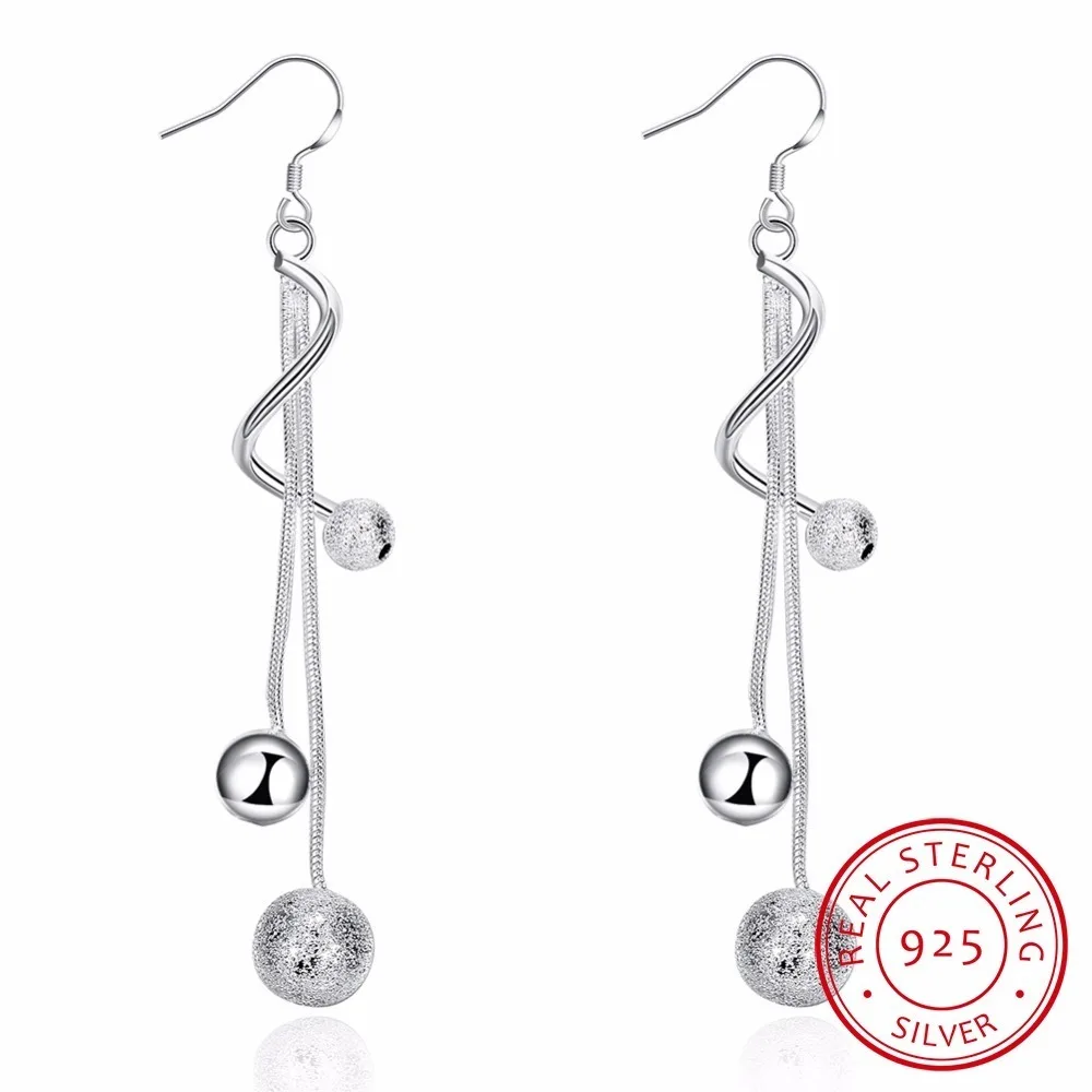 Hot Sale Trendy Long Tassel Dangle Earrings 925 Sterling Silver Polish Bead Drop Earings New Fashion Women Long Earring Jewelry 
Hot Sale Trendy Long Tassel Dangle Earrings 925 Sterling Silver Polish Bead Drop Earings New Fashion Women Long Earring Jewelry