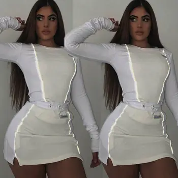 Two Pieces Reflective Striped Full Sleeve Crop Top Bottom Skirt Outfit Tracksuit
Two Pieces Reflective Striped Full Sleeve Crop Top Bottom Skirt Outfit Tracksuit