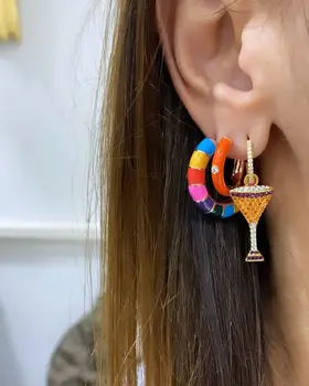 2020 summer new Gold color micro pave cz wine glasses charm dangle earring for women
2020 summer new Gold color micro pave cz wine glasses charm dangle earring for women