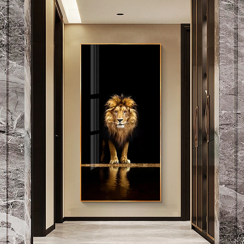 Golden Black Lion Canvas Poster Modern Home Decor Animal Print Wall Art Painting Decorative Picture Living Room Decoration Mural | Дом и сад