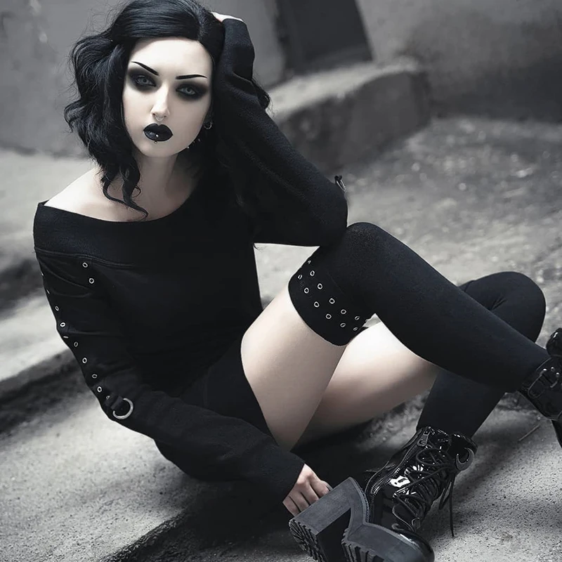 Gothic Black Sexy Women Slash Neck Long Sleeve Eyelet Ribbon Slim Dress 2020 Summer Goth Punk Female Splice Bodycon Mini Dress
Gothic Black Sexy Women Slash Neck Long Sleeve Eyelet Ribbon Slim Dress 2020 Summer Goth Punk Female Splice Bodycon Mini Dress