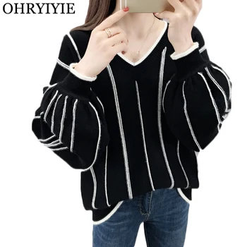 OHRYIYIE Women Thick Sweaters Pullovers Autumn Winter New Casual Stripe Warm Knitted Sweater Female Loose Sweater Pull Jumper
OHRYIYIE Women Thick Sweaters Pullovers Autumn Winter New Casual Stripe Warm Knitted Sweater Female Loose Sweater Pull Jumper