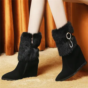 Women Shoes Black Cow Leather Hidden Wedge High Heel Riding Boots High Top Warm Fur Pumps Shoes Pointed Toe Winter Oxfords Shoes
Women Shoes Black Cow Leather Hidden Wedge High Heel Riding Boots High Top Warm Fur Pumps Shoes Pointed Toe Winter Oxfords Shoes