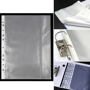 100 Pages/pack A4 Transparent Clear Sheet Protectors File Holder Multipurpose Loose-Leaf 11-hole PP Document Pocket File Pouch