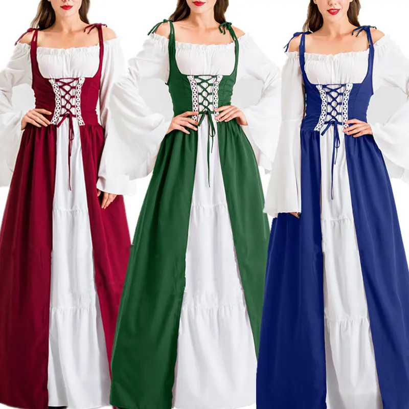 Women Gothic Medieval Strappy Waist Dress Cosplay Carnival Halloween Costume Retro Long Robe Noble Princess Palace Party Dress
Women Gothic Medieval Strappy Waist Dress Cosplay Carnival Halloween Costume Retro Long Robe Noble Princess Palace Party Dress