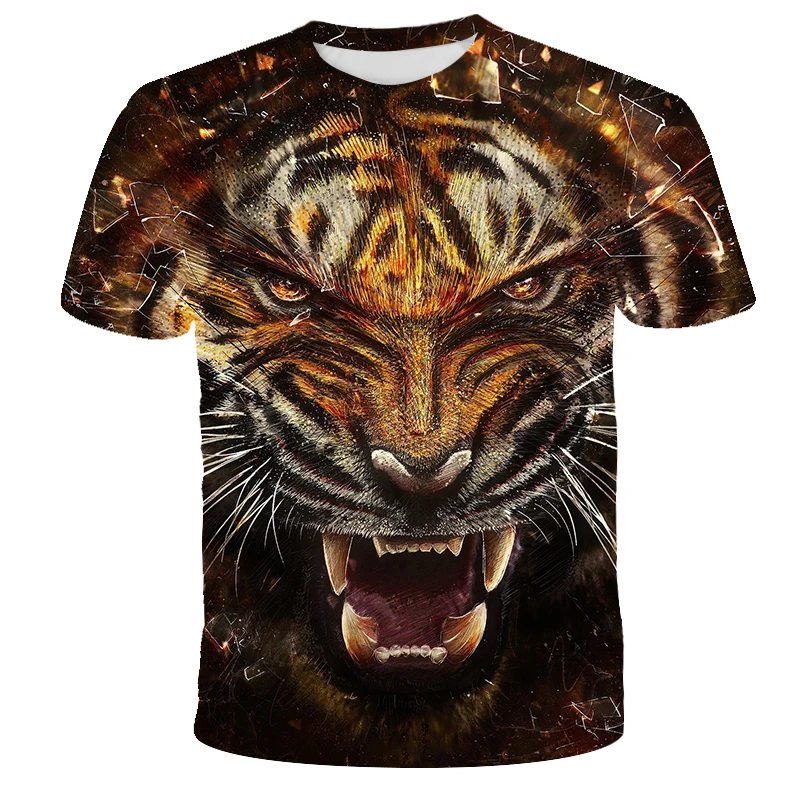 Новая модная футболка с принтом животных 2020 3D-принтом тигра/льва в стиле