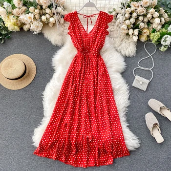 Women's 2020 Spring Summer Dress Beach Dress Goddess Ruffles Backless Dress Sexy V-neck Waist Dot Irregular Vacation Dress ML790
Women's 2020 Spring Summer Dress Beach Dress Goddess Ruffles Backless Dress Sexy V-neck Waist Dot Irregular Vacation Dress ML790