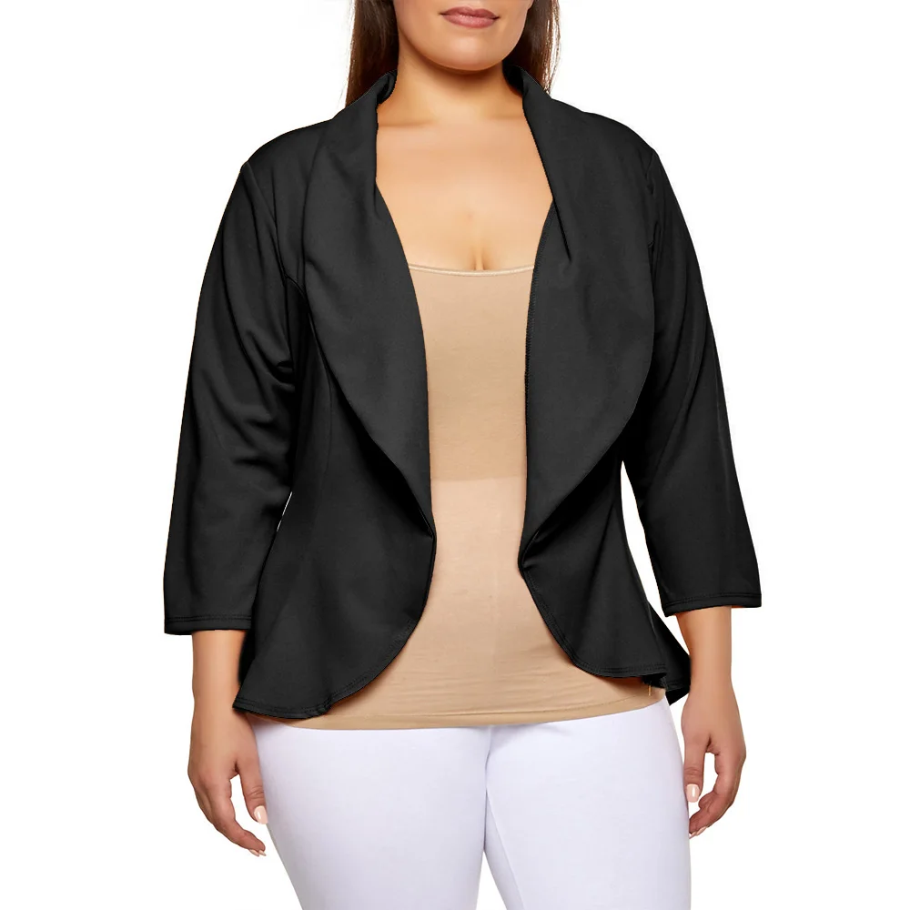 Plus Size Autumn Slim Fit Women Formal Office Work Suit Open Front Notched Ladies Solid Black Coat Female Fashion Coats Top D25
Plus Size Autumn Slim Fit Women Formal Office Work Suit Open Front Notched Ladies Solid Black Coat Female Fashion Coats Top D25