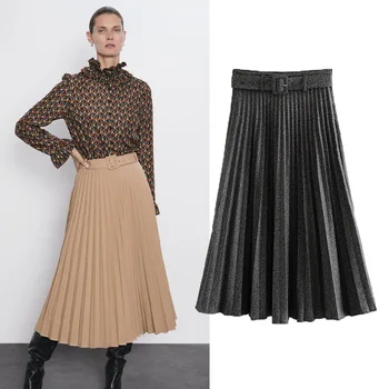 2020 Spring Autumn new black grey khaki Loose Slim Pleated zaraing-style za women 2020 sheining vadiming women female skirt
2020 Spring Autumn new black grey khaki Loose Slim Pleated zaraing-style za women 2020 sheining vadiming women female skirt