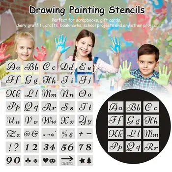 40PCS Drawing Scrapbooking Proportion Template Set Letters Numbers Scrapbook Openwork Templates Cards Craft Drawing Stencils
40PCS Drawing Scrapbooking Proportion Template Set Letters Numbers Scrapbook Openwork Templates Cards Craft Drawing Stencils