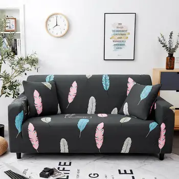 Colored feather print on black background Single/Two/Three-Seater Stretch Sofa Slipcover
Colored feather print on black background Single/Two/Three-Seater Stretch Sofa Slipcover