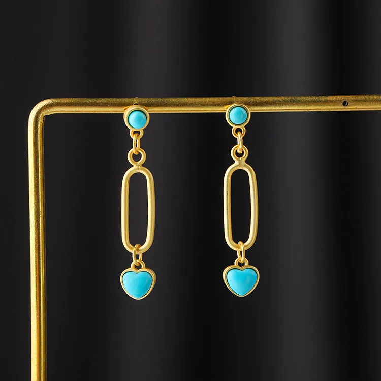CMajor S925 Sterling Silver Delicate Sweet and Romantic Heart-shaped Valentine's Day Present Turquoise Drop Earrings for Women
CMajor S925 Sterling Silver Delicate Sweet and Romantic Heart-shaped Valentine's Day Present Turquoise Drop Earrings for Women