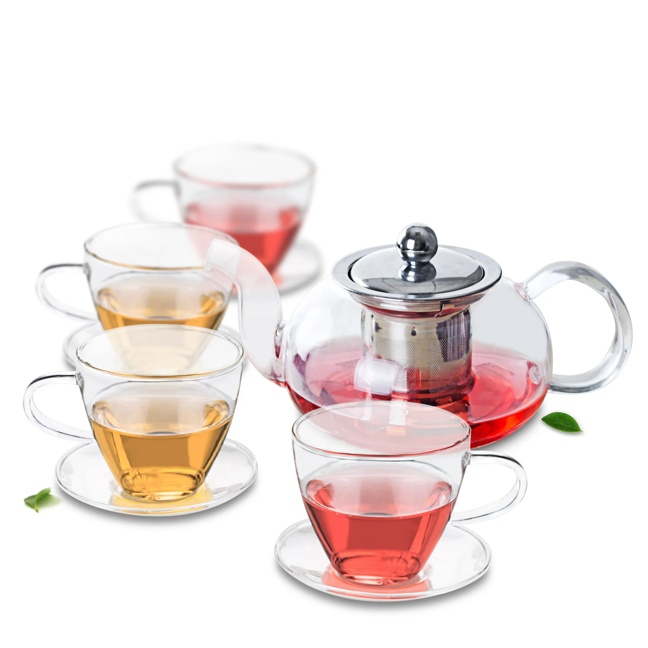 1x Heat Resistant Glass Tea Set -625ml Teapot w/Stainless steel Strainer & Lid+4x Sets of 160ml Tea Cups & Saucers
1x Heat Resistant Glass Tea Set -625ml Teapot w/Stainless steel Strainer & Lid+4x Sets of 160ml Tea Cups & Saucers