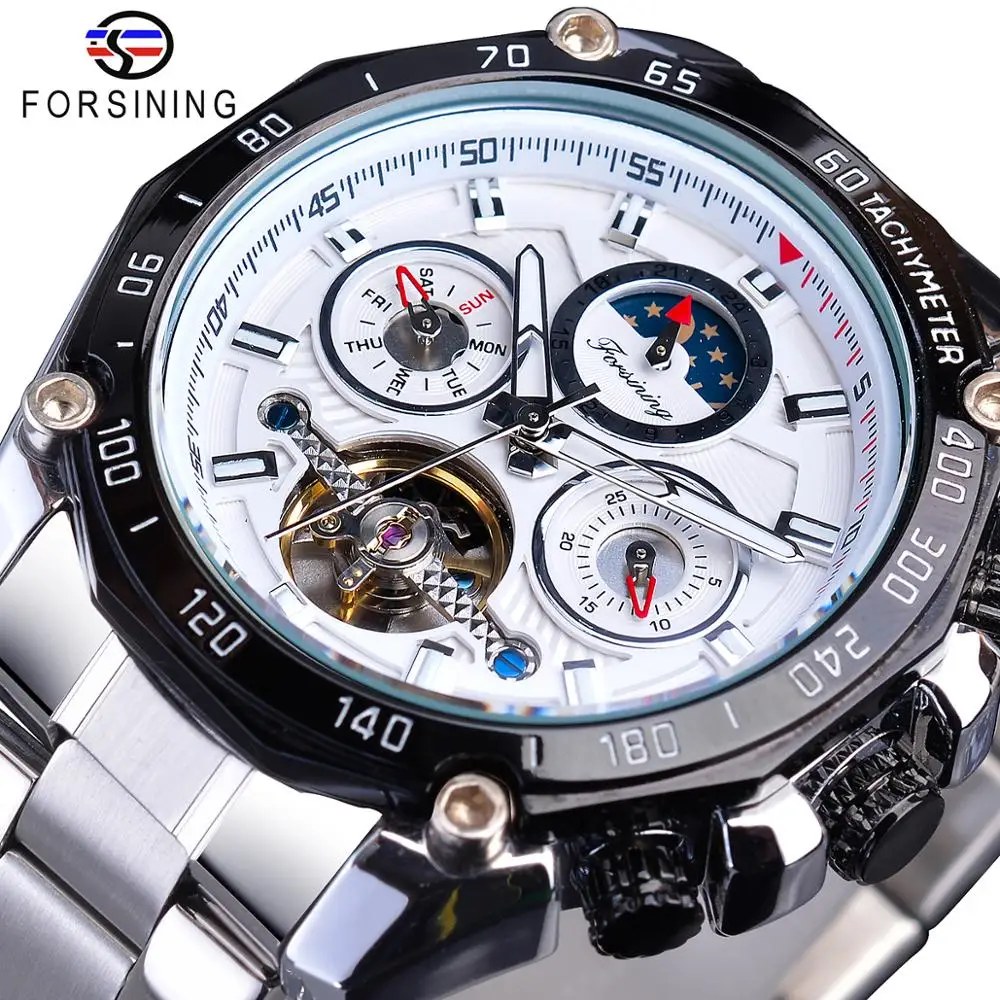 Forsining White Men Tourbillon Mechanical Watch Automatic Date Moonphase Steel Outdoor Sport Business For Male Reloj Hombre Gift
Forsining White Men Tourbillon Mechanical Watch Automatic Date Moonphase Steel Outdoor Sport Business For Male Reloj Hombre Gift