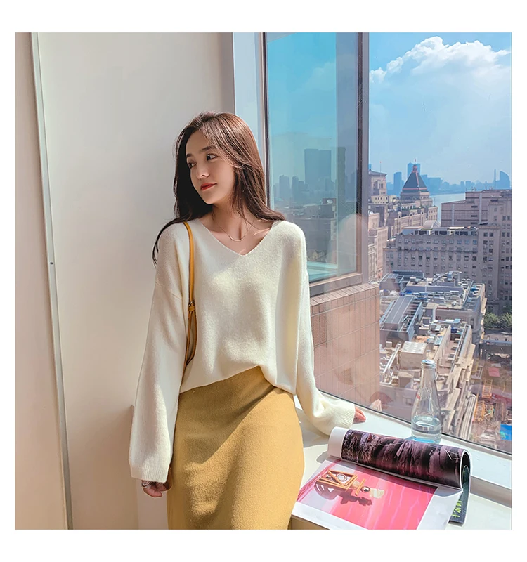 Autumn Winter Women Sweaters Knitting Shirt V-neck Long Sleeve Pullover Loose Elastic Casual Knitted Sweaters Jumper Top 
Autumn Winter Women Sweaters Knitting Shirt V-neck Long Sleeve Pullover Loose Elastic Casual Knitted Sweaters Jumper Top