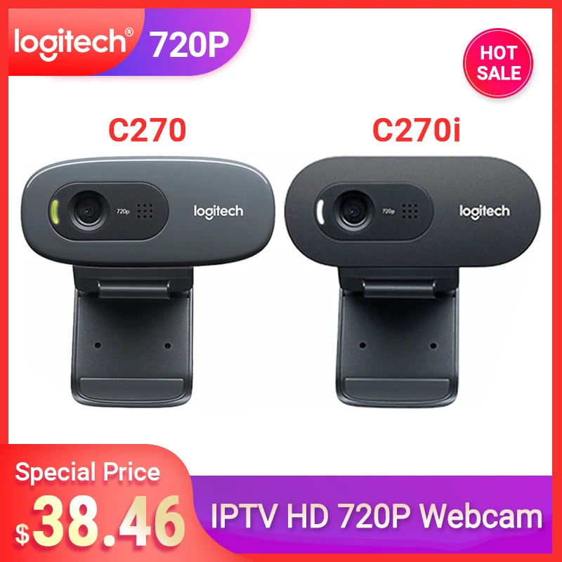Original Logitech C270 C270i HD Video 720P Webcam Built-in Micphone USB2.0 Computer Camera USB 2.0 for PC Lapto Video Calling
Original Logitech C270 C270i HD Video 720P Webcam Built-in Micphone USB2.0 Computer Camera USB 2.0 for PC Lapto Video Calling