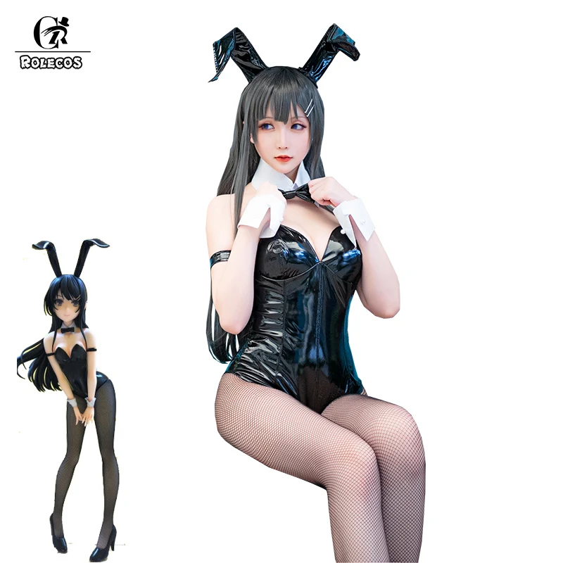 

ROLECOS Anime Sakurajima Mai Cosplay Costume Women Black Sexy Jumpsuit Rascal Does Not Dream of Bunny Girl Senpai Rabbit Costume